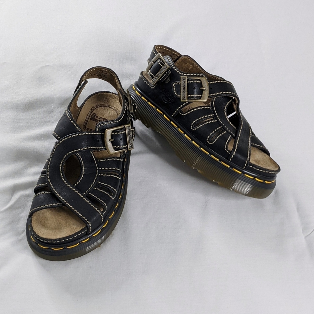 VTG 90s Chunky Platform Buckle Sandals Made In England Like New - Picture 1 of 8